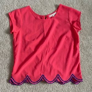 Orange and Blue T-Shirt Blouse